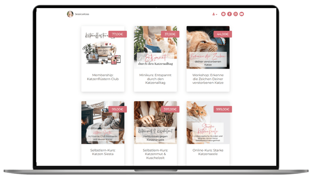 Mockup Laptop mit Screenshot Kurse & Workshops