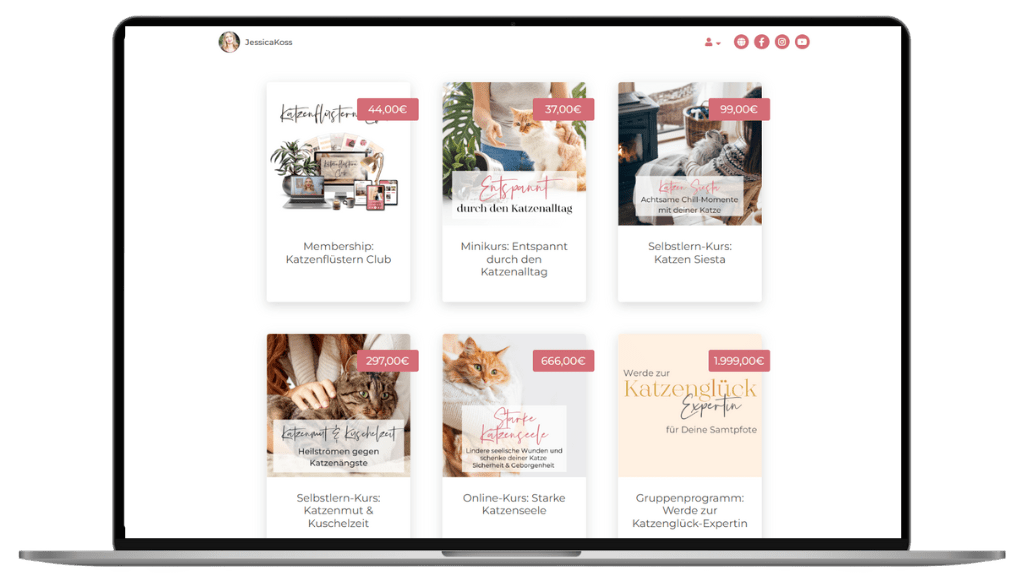 Mockup Laptop mit Screenshot Kurse & Workshops